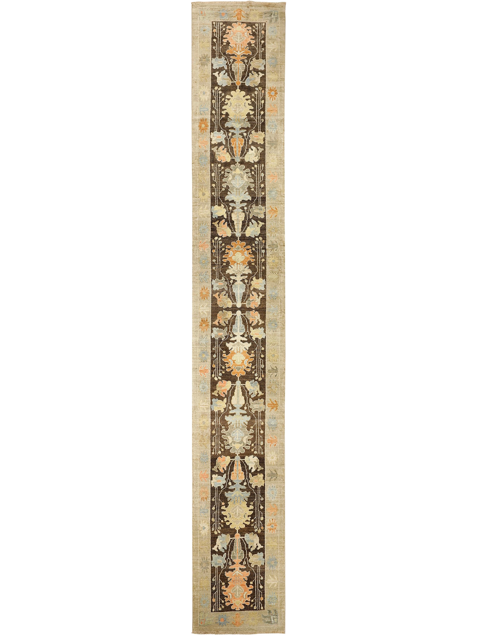 Antique Sultanabad Runner, floral espresso